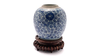 Lot 748 - Chinese blue and white ginger jar and stand