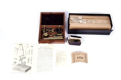 Lot 456A - A mid-19th Century Improved Compound and Single Pocket Microscope, and other items