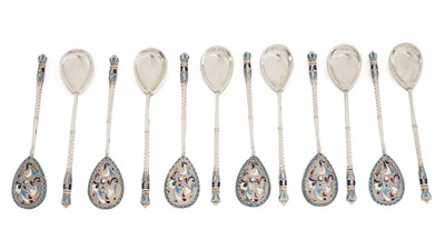 Lot 386 - A set of Russian coffee spoons