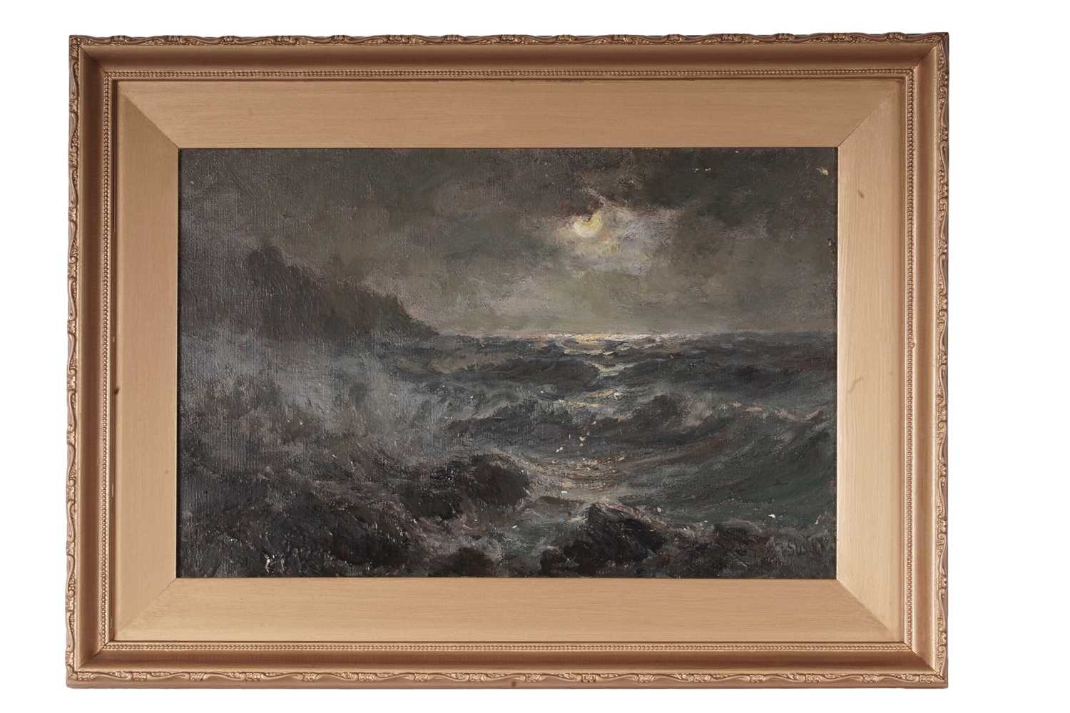 Lot 651 - John Falconar Slater - Moonlight and Crashing Waves | oil