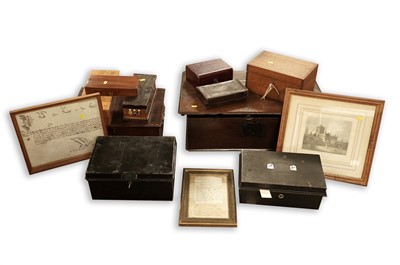 Lot 171 - A selection of 19th Century and later boxes and framed items
