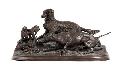 Lot 885 - A bronze hunting group after P.J. Mene