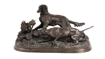 Lot 885 - A bronze hunting group after P.J. Mene