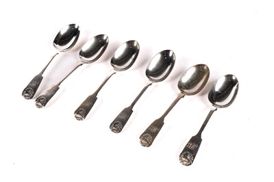 Lot 600 - A set of six Victorian Newcastle silver spoons