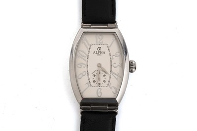 Lot 566 - Alpha Reverso Traveler: a steel cased automatic two-sided wristwatch