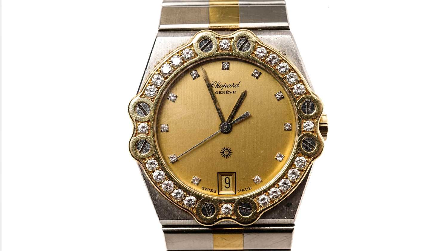 Lot 1059 - Chopard, Geneve, St. Moritz: a steel and 18ct yellow gold wristwatch