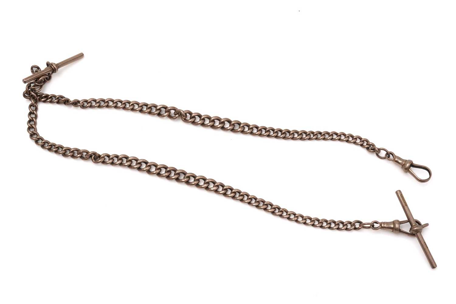 Lot 445 - A 9ct yellow gold curb link albert chain