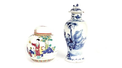 Lot 763 - Chinese blue and white vase and cover and a ginger jar