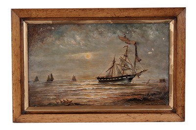 Lot 100 - Bernard Benedict Hemy - Sunset Falls on a Beached Ketch | oil