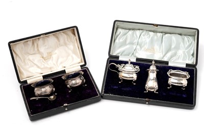 Lot 487 - Two sets of condiments by Walker & Hall