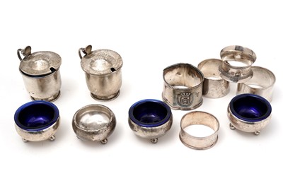 Lot 489 - A selection of silver condiments and napkin rings