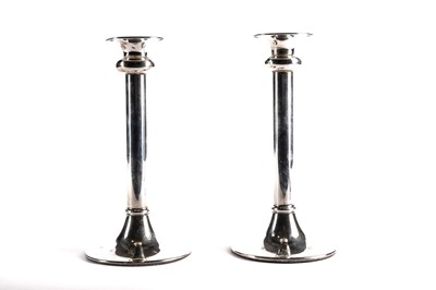 Lot 502 - A pair of silver candlesticks, by L J Millington