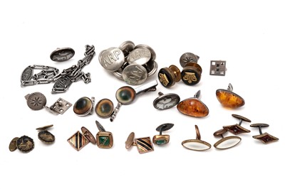 Lot 582 - A selection of silver and other cufflinks and other items