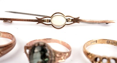 Lot 336 - An opal bar brooch; two Gulf long service studs; and other jewellery