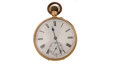 Lot 1029 - An 18ct yellow gold cased Swiss open faced pocket watch