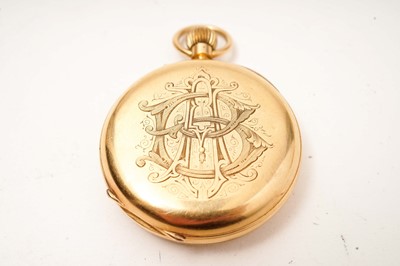 Lot 1031 - An 18ct yellow gold cased open faced fob watch