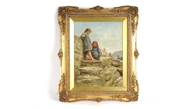 Lot 1101 - Robert Jobling - Staithes Girls | oil