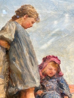 Lot 1101 - Robert Jobling - Staithes Girls | oil