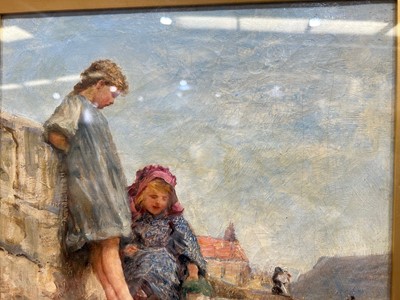 Lot 1101 - Robert Jobling - Staithes Girls | oil