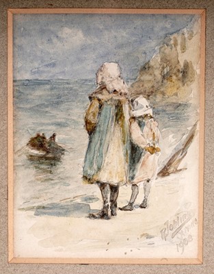 Lot 618 - Robert Jobling - Watching the Boat Head Out | watercolour