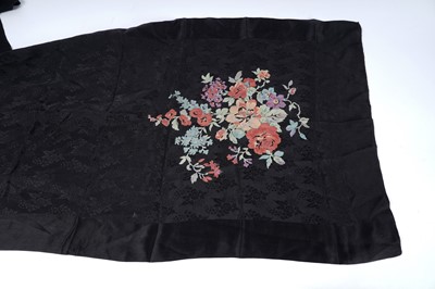 Lot 907 - Meiji Japanese silk embroidery panels; and Qing Chinese silk embroidered sleeve bands and shawl