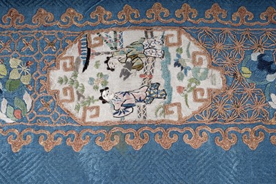 Lot 907 - Meiji Japanese silk embroidery panels; and Qing Chinese silk embroidered sleeve bands and shawl