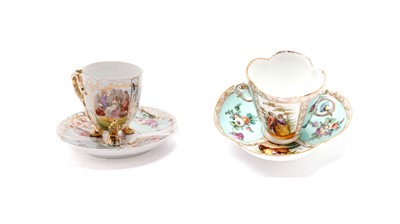 Lot 835 - Two Dresden cabinet cups and saucers