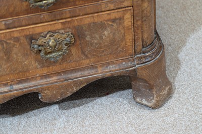 Lot 959 - A Dutch burr walnut bombe cabinet on chest, late 18th/early 19th Century