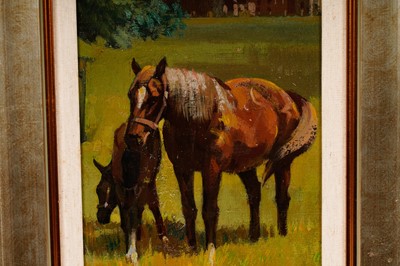 Lot 136 - E. Charles - A Mare and Her Foal | oil