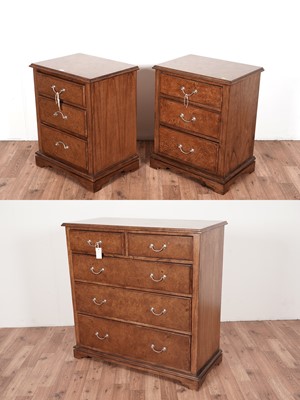 Lot 64 - Frank Hudson A chest of drawers and a pair of matching chests