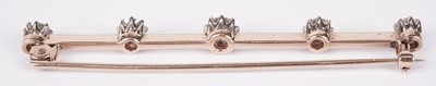 Lot 1092 - A late Victorian five stone diamond bar brooch