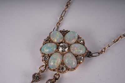 Lot 1103 - A Victorian opal and diamond pendant