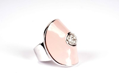 Lot 1120 - Roberto Coin: a pink enamel and diamond set ring
