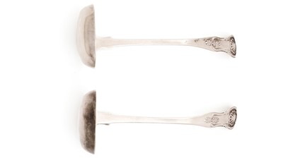 Lot 128 - A pair of toddy ladles by unascribed maker "RI"
