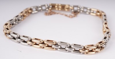 Lot 1127 - A high-carat two-tone brick-link bracelet