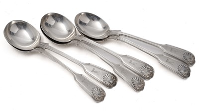 Lot 430 - A set of six Edwardian soup spoons