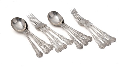 Lot 431 - A set of six dessert forks and a set of six soup spoons