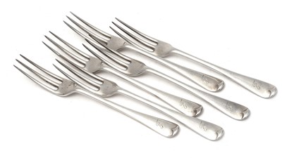 Lot 438 - A set of six George VI table forks