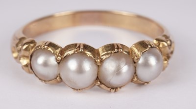 Lot 1136 - Two antique pearl dress rings