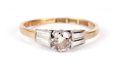 Lot 698 - A single stone diamond ring of Art Deco influence