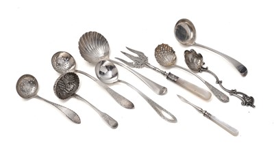 Lot 441 - A selection of ladles, spoons, forks and other items