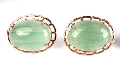 Lot 368 - A pair of lapis lazuli stud earrings; and a pair of aventurine quartz earrings