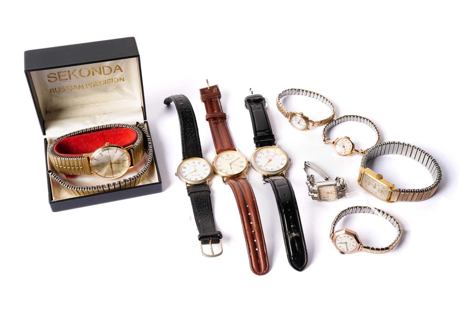 Lot 419 - A selection of wristwatches by Levicta, Oris, Rotary and other makers