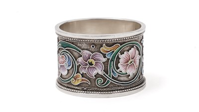 Lot 493 - A Russian enamelled napkin ring