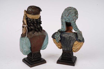 Lot 185 - A pair of cast Neapolitan polychrome busts