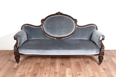 Lot 114 - A Victorian carved mahogany 'showframe' sofa