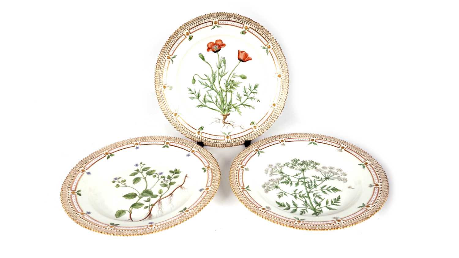 Lot 837 - Three Royal Copenhagen Botanical plates