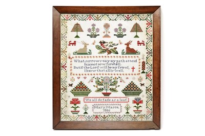 Lot 721 - A Victorian needlework motif sampler by Mary Mason 1866