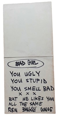 Lot 697 - BANKSY - Bad Girl (Emma) | a personalised hand-painted birthday card