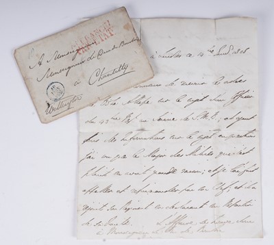 Lot 1326 - A letter from Arthur Wellesley to Prince of Condé